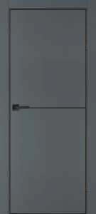 Межкомнатная дверь P-19  черный молдинг PET,  кромка ABS черная c 4-х ст. Графит матовый